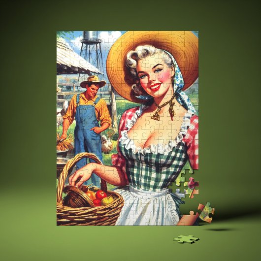 Puzzle Cute Vintage Farmer Pinup