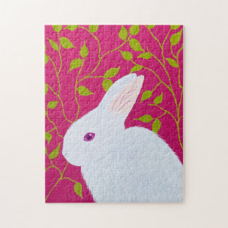 Puzzle cute white rabbit