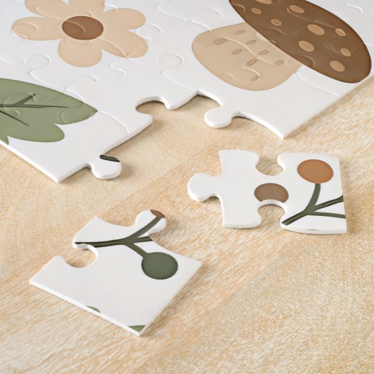 Puzzle Cute Woodland Animals Floral Pattern (Côté)