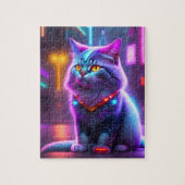Puzzle Cyber chat futuriste coloré (Vertical)