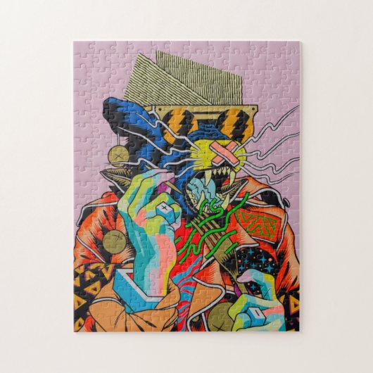 Puzzle cyberpunk, anime, manga, acide, cyber, art, (Vertical)