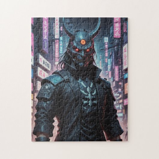 Puzzle Cyberpunk Demon Samurai (Vertical)