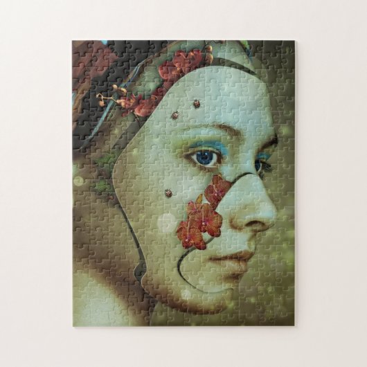 Puzzle Cyborg Woman avec des fleurs (Vertical)