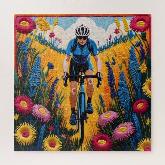 Puzzle Cycliste en fleurs (Vertical)