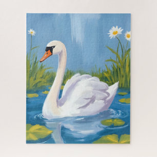Puzzle Cygne blanc Peinture d'oiseau à l'aquarelle sur