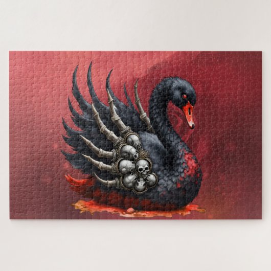 Puzzle Cygne noir d'os – Élégance gothique (Horizontal)