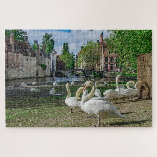 Puzzle Cygnes blancs dans le centre de Bruges (Horizontal)