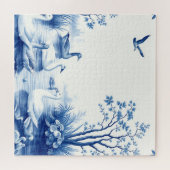Puzzle Cygnes de Blue Willow sur un lac (Horizontal)