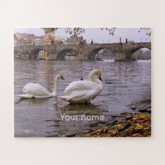 Puzzle Cygnes et pont Charles à Prague (Horizontal)