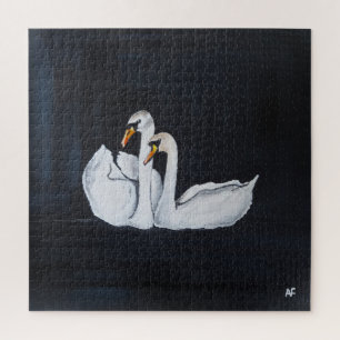 Puzzle Cygnes la nuit Peinture d'Alfred Fox
