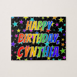 Puzzle "CYNTHIA" Prénom, amusant "HEUREUX ANNIVERSAIRE"