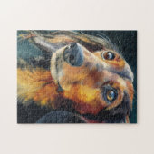 Puzzle Dachshund à poil long en gros plan (Horizontal)