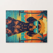 Puzzle Dachshund avec lunettes de soleil sur une plage tr (Horizontal)