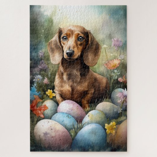 Puzzle Dachshund avec œufs de Pâques (Vertical)