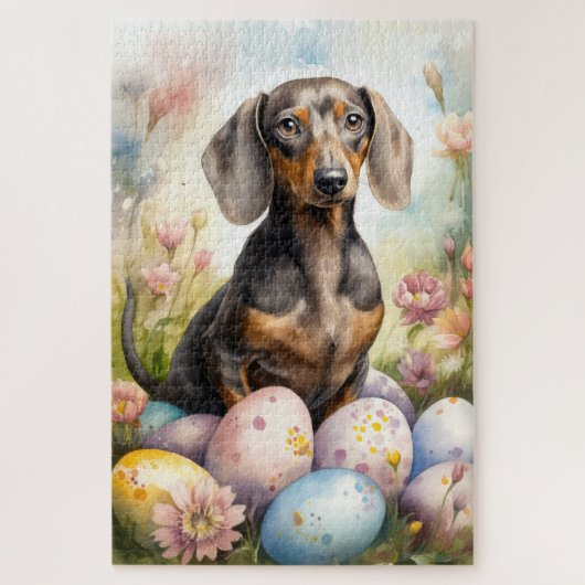 Puzzle Dachshund avec œufs de Pâques (Vertical)