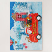 Puzzle Dachshund Chien en livraison de Noël Camion Neige (Vertical)