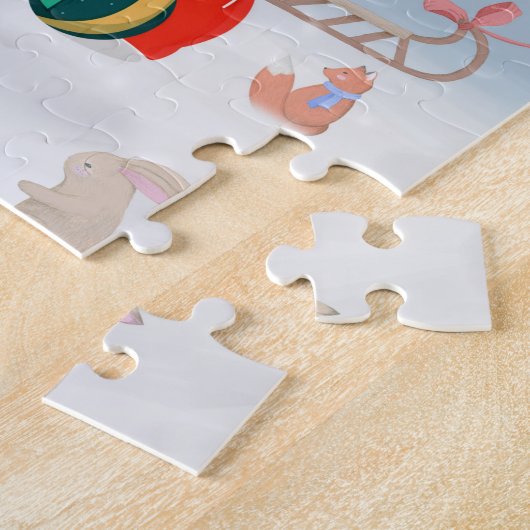 Puzzle Dachshund Chien en neige avec cadeaux de Noël (Côté)