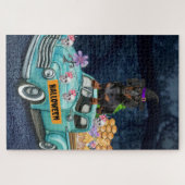Puzzle Dachshund Chien Halloween Camion Effrayant Nuit (Horizontal)