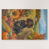 Puzzle Dachshund Chien Moisson Automne Thanksgiving (Horizontal)