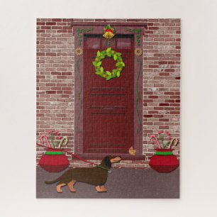 Puzzle Dachshund Chien Porte de Noël Art Holiday