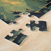 Puzzle Dachshund dans la forêt au coucher du soleil (Côté)