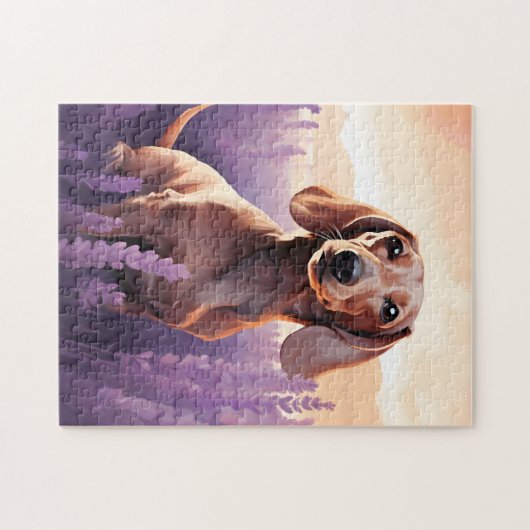 Puzzle Dachshund dans le champ Lavender (Horizontal)
