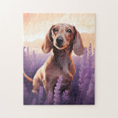 Puzzle Dachshund dans le champ Lavender (Vertical)