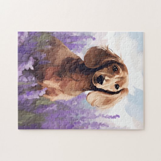 Puzzle Dachshund dans le champ Lavender (Horizontal)