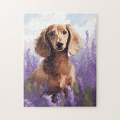 Puzzle Dachshund dans le champ Lavender (Vertical)