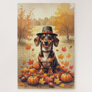 Puzzle Dachshund dans les feuilles d'automne, l'art de Th
