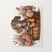 Puzzle Dachshund dans les fleurs (Vertical)
