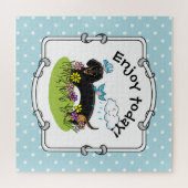 Puzzle Dachshund de printemps (noir et tan) Mignonne chie (Horizontal)