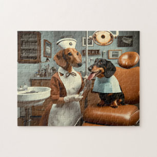 Puzzle Dachshund Dentiste Rétro Dentaire Canine