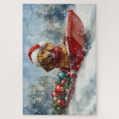 Puzzle Dachshund Dog in Sledge Let it neige Noël (Vertical)