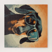 Puzzle Dachshund en lunettes (Horizontal)