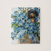 Puzzle Dachshund et Forget-Me-Nots (Vertical)