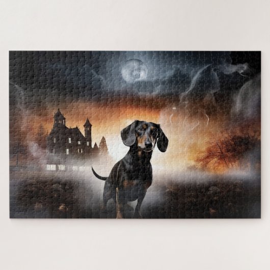 Puzzle Dachshund Halloween Scary (Horizontal)