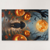 Puzzle Dachshund Haunted Pumpkin Patch Halloween Art (Horizontal)