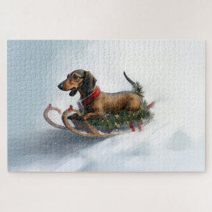 Puzzle Dachshund hiver neige de Noël