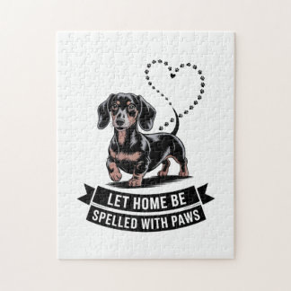 Puzzle Dachshund Let Home Be Spelled With Paws