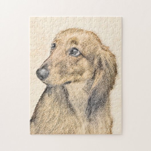 Puzzle Dachshund (Longhaerien) Peinture - Art Chien origi (Vertical)