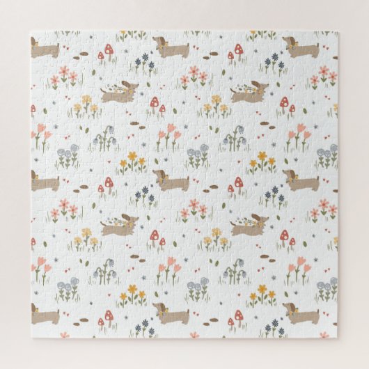 Puzzle Dachshund Lover Weiner Chien Saucisse Chien Fleur  (Vertical)