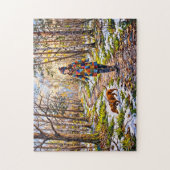Puzzle Dachshund marchant le long d'un chemin forestier e (Vertical)