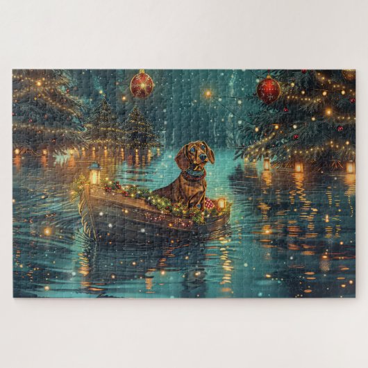 Puzzle Dachshund Noël Festive Voyage (Horizontal)