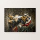 Puzzle Dachshund Puppy Christmas Painting (Horizontal)