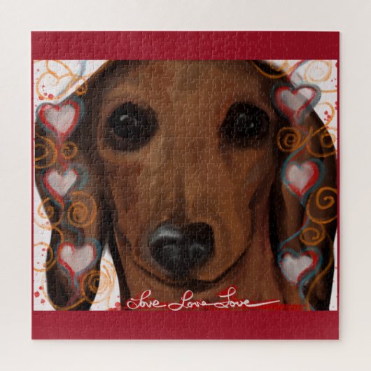 Puzzle Dachshund Rouge  (Vertical)