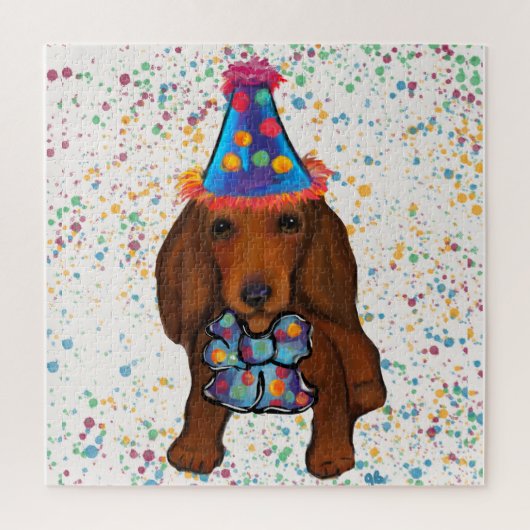 Puzzle Dachshund roux à poils longs (Vertical)
