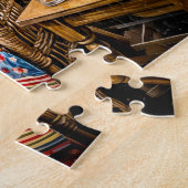 Puzzle Dachshund se reposant sur une chaise patchwork à l (Côté)