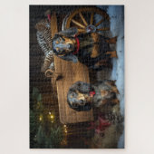 Puzzle Dachshund Snows Sleigh Décor Noël (Vertical)