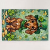 Puzzle Dachshund St Patrick’s Day Chien Chanceux (Horizontal)
